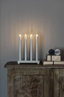 Konstsmide Adventsstaker<Adventsstake med stjerner - Lys grå