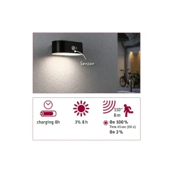 Paulmann Solcellebelysning|Utelamper Med Opp/Ned Lys<Adya vegglampe utendørs 2,5W 3000 Kelvin m/bevegelses sensor - Solcelle