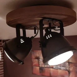 Aneta Lighting Kjøkkenbelysning Tak|Spotter & Skinner<Alaska rund taklampe - Jern/tre