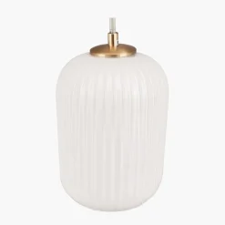 Pacific Lifestyle Kjøkkenbelysning Tak|Takpendler<Alessia takpendel 15 cm ribbet glass - Opal/Messingfarget