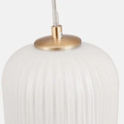 Pacific Lifestyle Kjøkkenbelysning Tak|Takpendler<Alessia takpendel 15 cm ribbet glass - Opal/Messingfarget