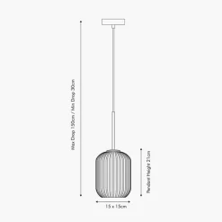 Pacific Lifestyle Kjøkkenbelysning Tak|Takpendler<Alessia takpendel 15 cm ribbet glass - Opal/Messingfarget