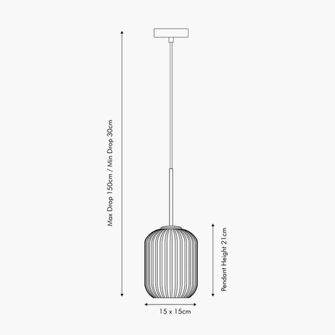 Pacific Lifestyle Kjøkkenbelysning Tak|Takpendler<Alessia takpendel 15 cm ribbet glass - Opal/Messingfarget