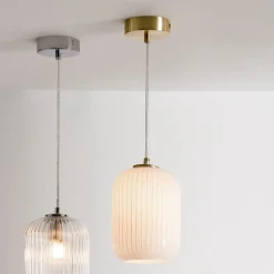 Pacific Lifestyle Kjøkkenbelysning Tak|Takpendler<Alessia takpendel 15 cm ribbet glass - Opal/Messingfarget