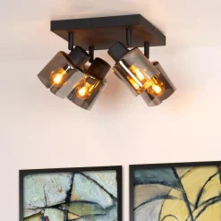 Lucide Kjøkkenbelysning Tak|Taklamper / Takplafonder<Alion Taklampe 4 - Røykfarget/Svart