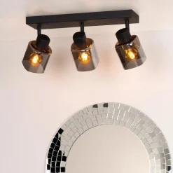 Lucide Kjøkkenbelysning Tak|Spotter & Skinner<Alion taklampe 3 - Røykfarget/Svart