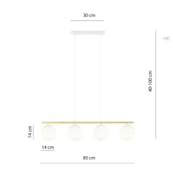 Emibig Kjøkkenbelysning Tak|Takpendler<Allora takpendel 4-lys - Hvit/Opal/Gullfarget