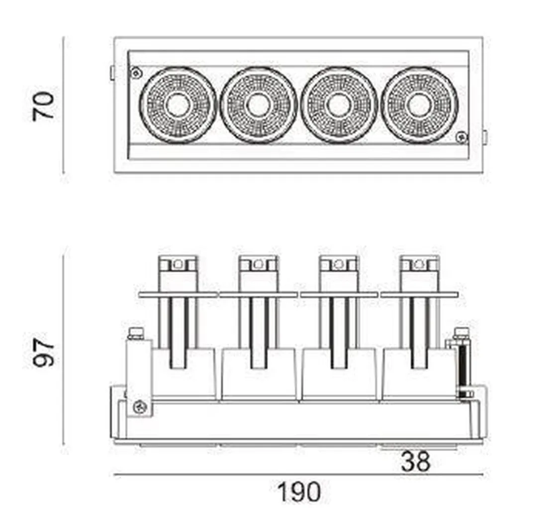 NorDesign Kjøkkenbelysning Tak|Spotter & Skinner<Aria mini flex K4 downlight justerbar 4x5W 3000K RA90 Dimbar -