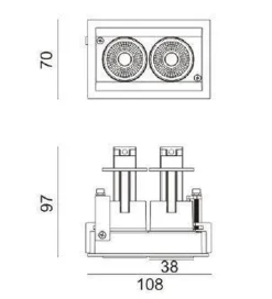 NorDesign Kjøkkenbelysning Tak|Spotter & Skinner<Aria mini flex K2 downlight justerbar 2x5W 3000K RA90 Dimbar -