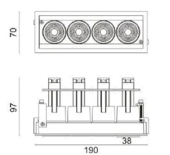 NorDesign Kjøkkenbelysning Tak|Spotter & Skinner<Aria mini flex K4 downlight justerbar 4x5W 2700K RA90 Dimbar -