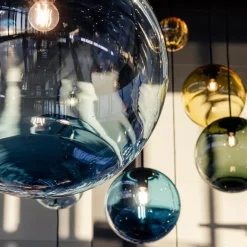 Hadeland Glassverk Kjøkkenbelysning Tak|Takpendler<Arkivlampe 4014 40 cm - Blå - Messing