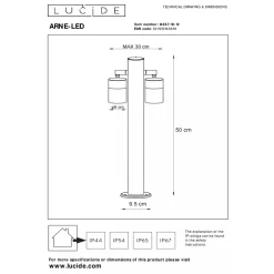 Lucide Pullert<Arne pullert utendørs 2 arm IP44 GU10 50 cm - Satin