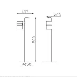 Lucide Pullert<Arne pullert utendørs IP44 GU10 50 cm - Satin