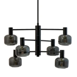 Dyberg Larsen Kjøkkenbelysning Tak|Lysekroner<Arp takpendel 6-lys - Svart/Røykfarget