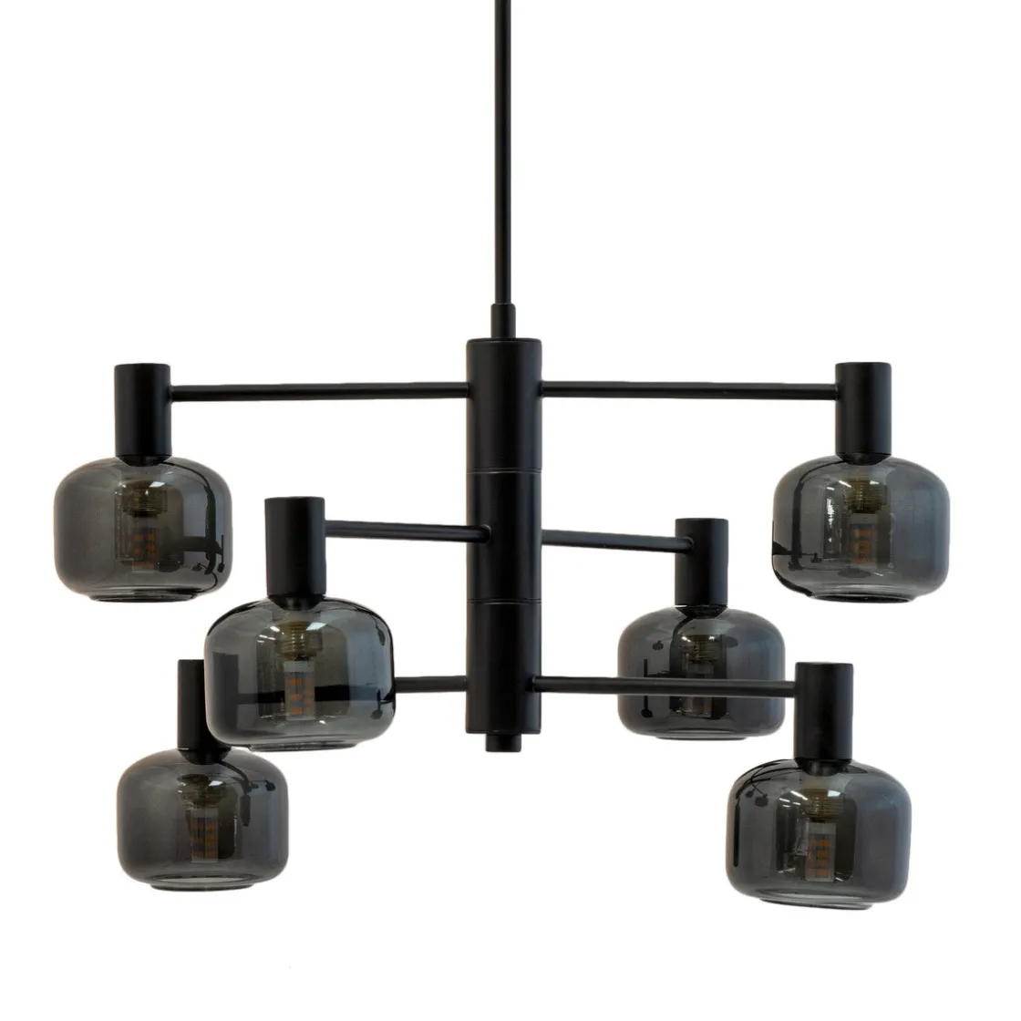Dyberg Larsen Kjøkkenbelysning Tak|Lysekroner<Arp takpendel 6-lys - Svart/Røykfarget