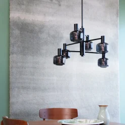 Dyberg Larsen Kjøkkenbelysning Tak|Lysekroner<Arp takpendel 6-lys - Svart/Røykfarget