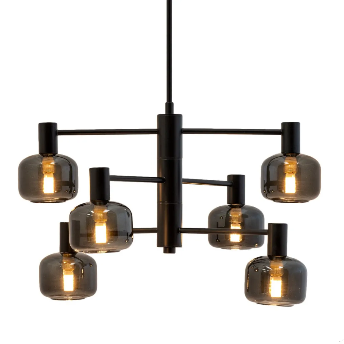Dyberg Larsen Kjøkkenbelysning Tak|Lysekroner<Arp takpendel 6-lys - Svart/Røykfarget