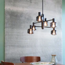 Dyberg Larsen Kjøkkenbelysning Tak|Lysekroner<Arp takpendel 6-lys - Svart/Røykfarget