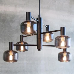 Dyberg Larsen Kjøkkenbelysning Tak|Lysekroner<Arp takpendel 6-lys - Svart/Røykfarget