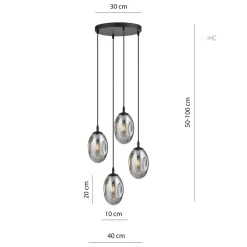 Emibig Kjøkkenbelysning Tak|Takpendler<Astral rondell takpendel 4-lys - Svart/Røykfarget