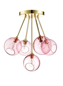 Design by Us Kjøkkenbelysning Tak|Takpendler<Ballroom Molecule taklampe - messing base/rosa glass