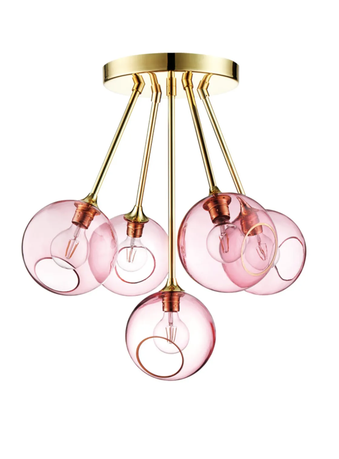 Design by Us Kjøkkenbelysning Tak|Takpendler<Ballroom Molecule taklampe - messing base/rosa glass