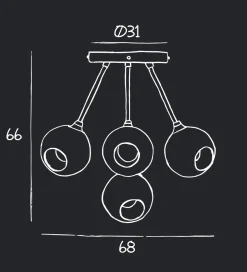 Design by Us Kjøkkenbelysning Tak|Takpendler<Ballroom Molecule taklampe - messing base/rosa glass