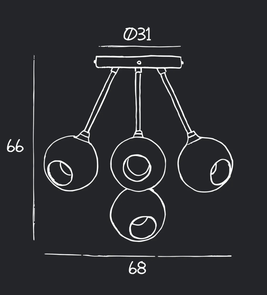 Design by Us Kjøkkenbelysning Tak|Takpendler<Ballroom Molecule taklampe - messing base/rosa glass