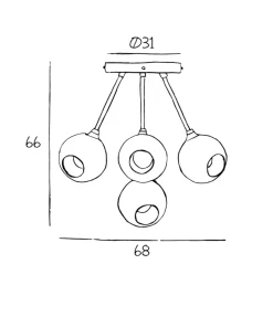 Design by Us Kjøkkenbelysning Tak|Takpendler<Ballroom Molecule taklampe - messing base/hvitt glass