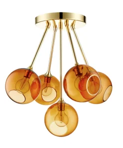Design by Us Kjøkkenbelysning Tak|Takpendler<Ballroom Molecule taklampe - messing base/oransje glass