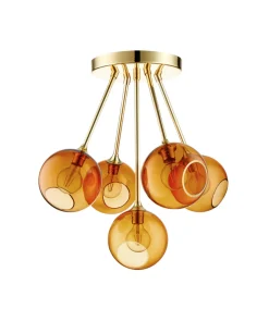 Design by Us Kjøkkenbelysning Tak|Takpendler<Ballroom Molecule taklampe - messing base/oransje glass