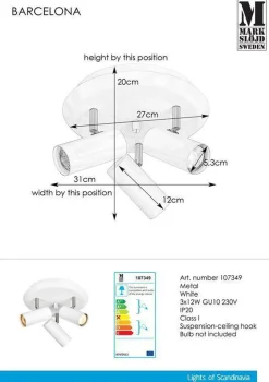 Marksløjd Kjøkkenbelysning Tak|Spotter & Skinner<Barcelona taklampe 3 spotter -