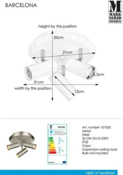 Marksløjd Kjøkkenbelysning Tak|Spotter & Skinner<Barcelona taklampe 3 spotter -