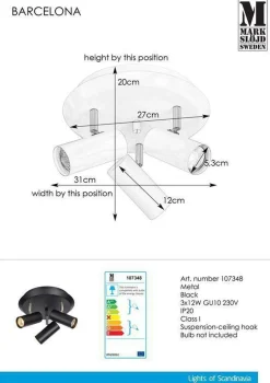 Marksløjd Kjøkkenbelysning Tak|Spotter & Skinner<Barcelona taklampe 3 spotter -