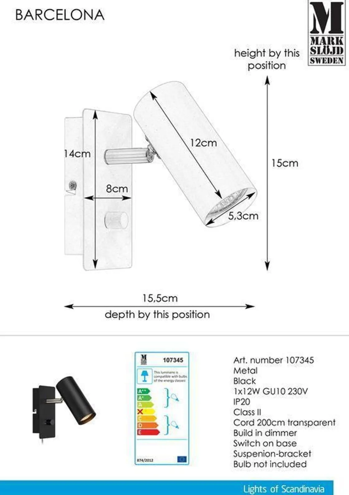 Marksløjd Leselamper<Barcelona vegglampe -