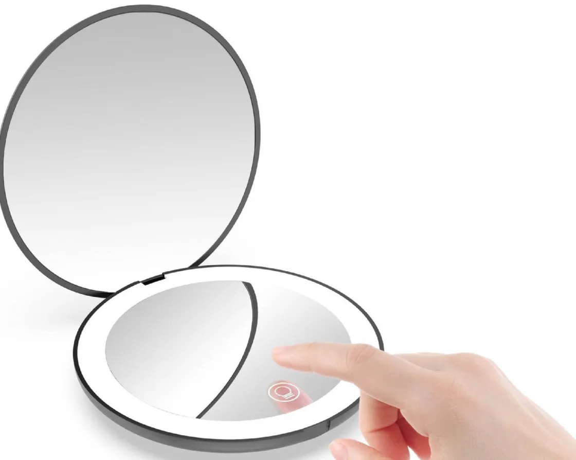 NorDesign Sminkespeil Med Lys<Beauty Hand oppladbart sminkespeil med lys - Svart