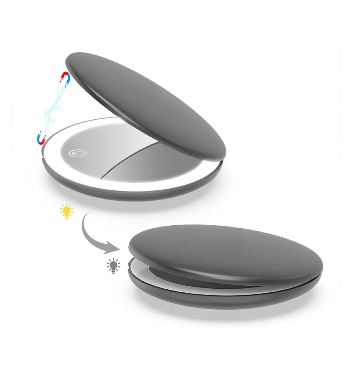 NorDesign Sminkespeil Med Lys<Beauty Hand oppladbart sminkespeil med lys - Svart