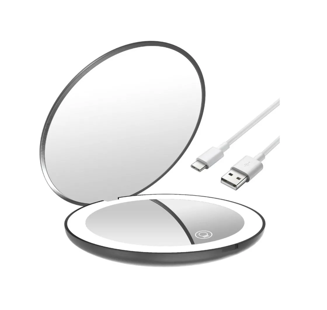 NorDesign Sminkespeil Med Lys<Beauty Hand oppladbart sminkespeil med lys - Svart