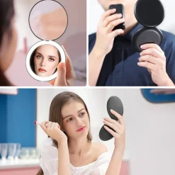 NorDesign Sminkespeil Med Lys<Beauty Hand oppladbart sminkespeil med lys - Svart