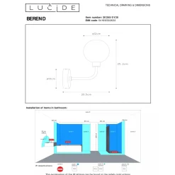 Lucide Baderomsbelysning Vegg<Berend vegglampe IP44 - Svart/Opal