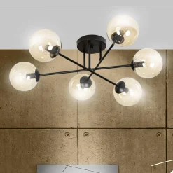 Emibig Kjøkkenbelysning Tak|Taklamper / Takplafonder<Brendi rund taklampe 6 lys - Svart/Amberfarget