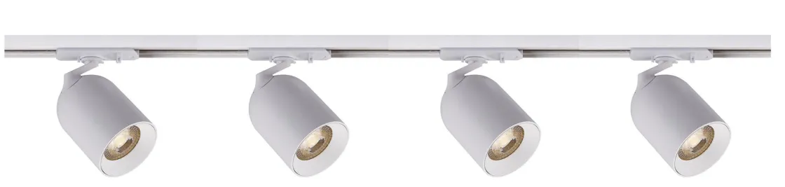 NorDesign Kjøkkenbelysning Tak|Vox Spotskinner<Bullet 2 meter spottskinne med 4 spotter 1T GU10 - Pure white