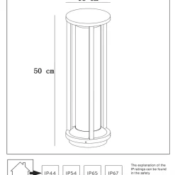 Lucide Pullert|Utelamper - Veggskjold / Plafond<Cadix Pullert 50cm -