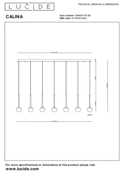 Lucide Kjøkkenbelysning Tak|Takpendler<Calina takpendel 12 x 7,7W 2560 Kelvin - Dimbar