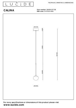 Lucide Kjøkkenbelysning Tak|Takpendler<Calina takpendel 9W 2560 Kelvin - Dimbar