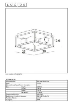 Lucide Kjøkkenbelysning Tak|Baderomsbelysning Tak<Carlyn taklampe baderom IP54