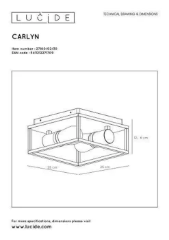 Lucide Kjøkkenbelysning Tak|Baderomsbelysning Tak<Carlyn taklampe baderom IP54
