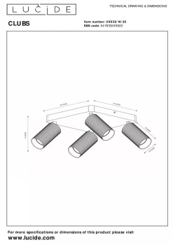 Lucide Kjøkkenbelysning Tak|Spotter & Skinner<Clubs takspot 4-lys