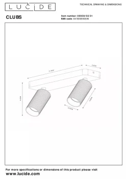 Lucide Kjøkkenbelysning Tak|Spotter & Skinner<Clubs takspot 2-lys