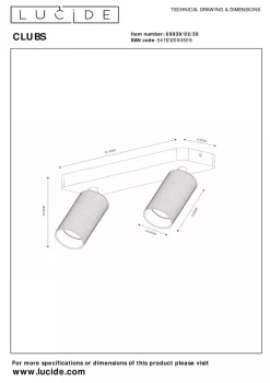 Lucide Kjøkkenbelysning Tak|Spotter & Skinner<Clubs takspot 2-lys